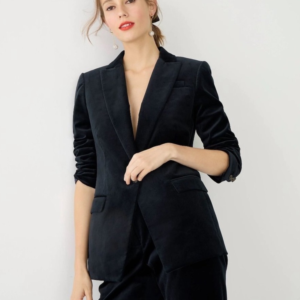 J. CREW Willa Blazer in Stretch Velvet Black size 2
